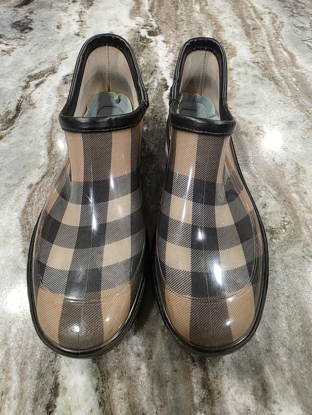 Burberry Nova Check Rain Clog Mules Size 39 Rubber Lug Sole Slip On Boots Mule 8 - Picture 12 of 13